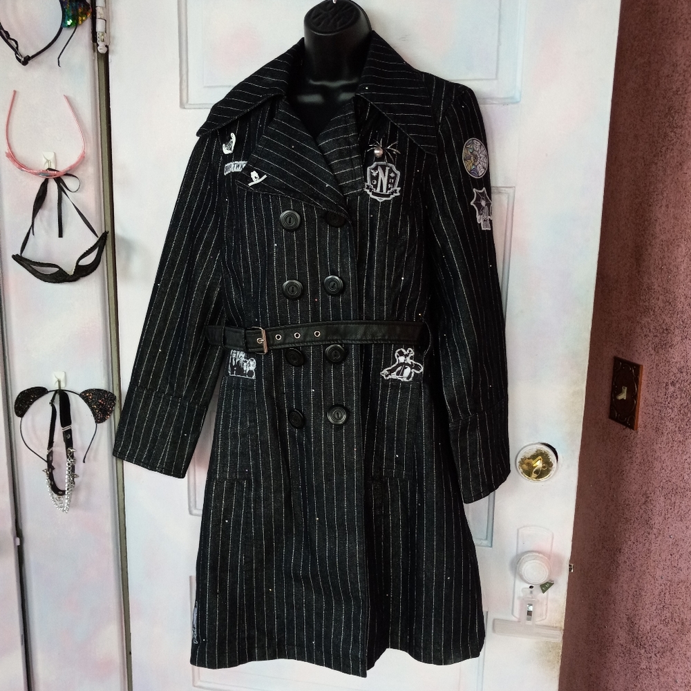 Wednesday Addams custom Rage pinstriped trench coat- SOLD@hosted store - Picture 16 of 16